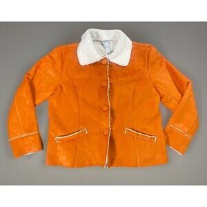 CHICO'S Sherpa Lined Faux Suede Button Up Collared Jacket Women’s Size 2